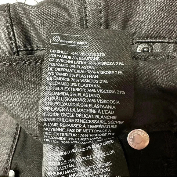 H&M Curvy Jeggings Ultra High Waist Ankle Black Coated Size 4 - Picture 10 of 16